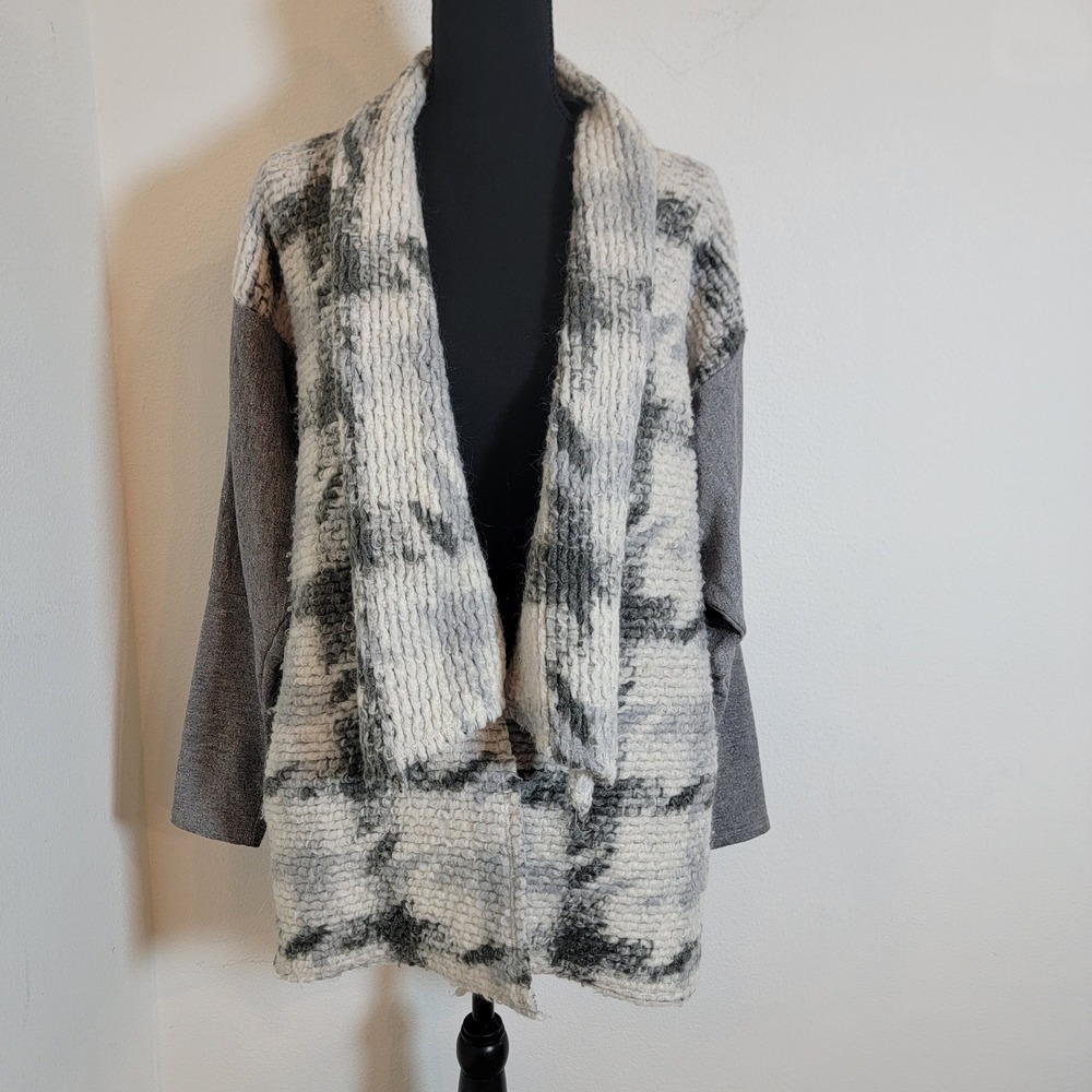 Dolan Gray Mohair Wool Blend Mixed Media Open Front Cardigan‎ Medium